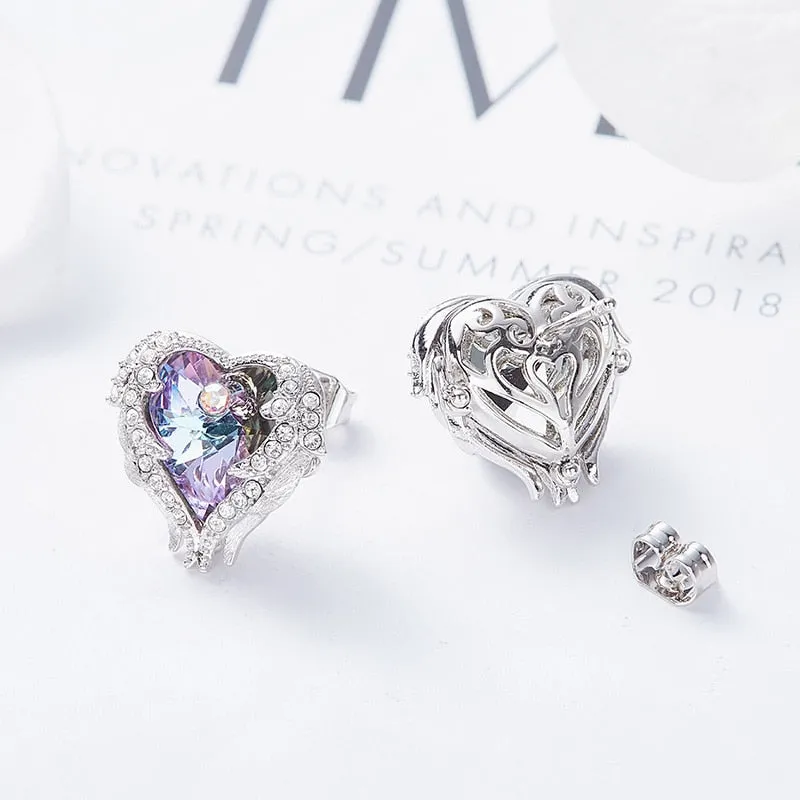 Elegant Angel Wing Heart Earring