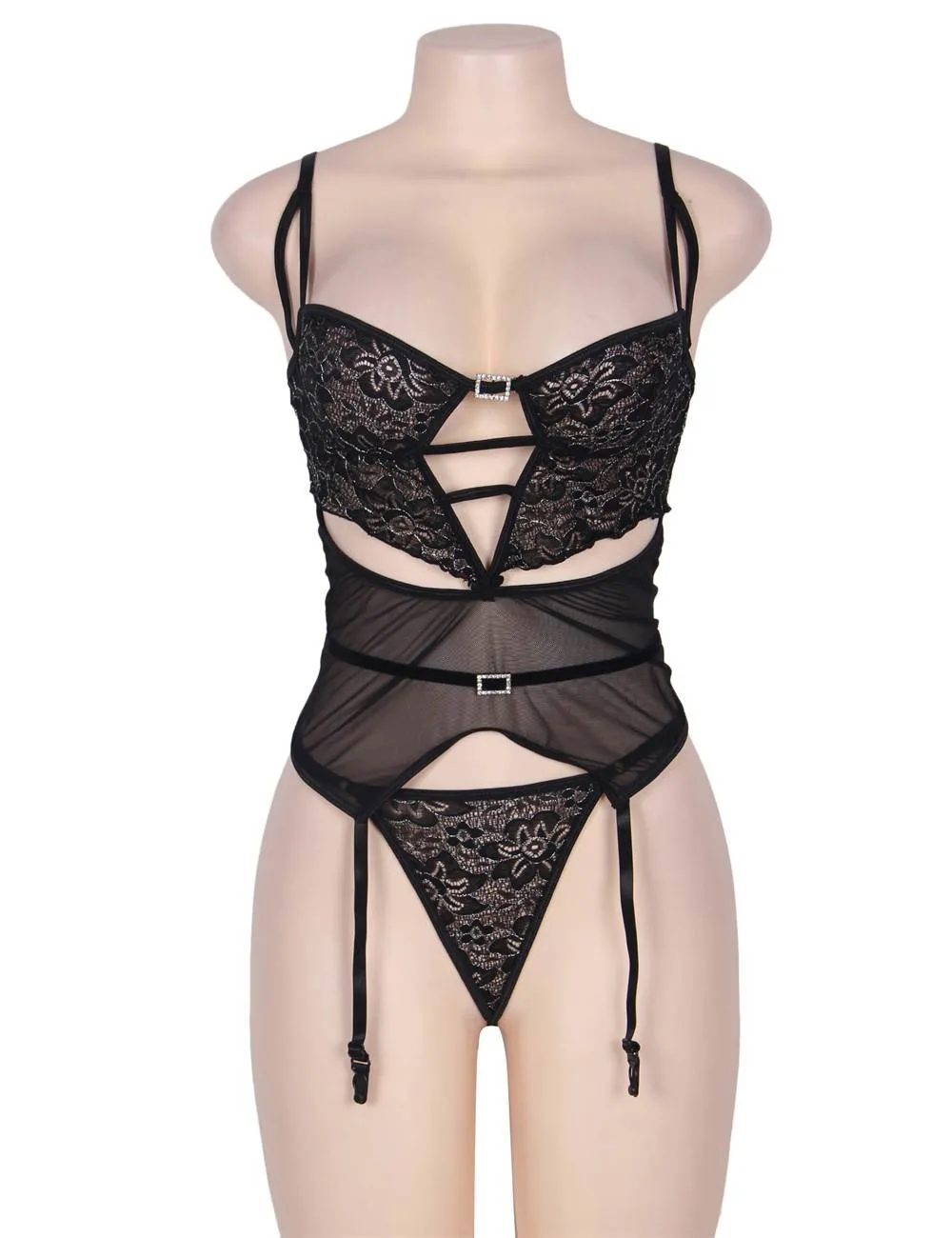 Elegant Black Babydoll With Garter