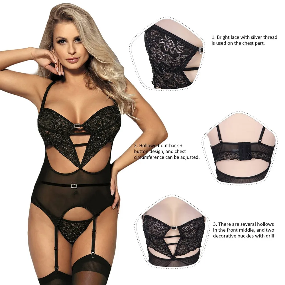 Elegant Black Babydoll With Garter