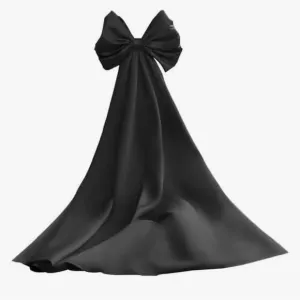 Elegant Black Gown Bow Cape