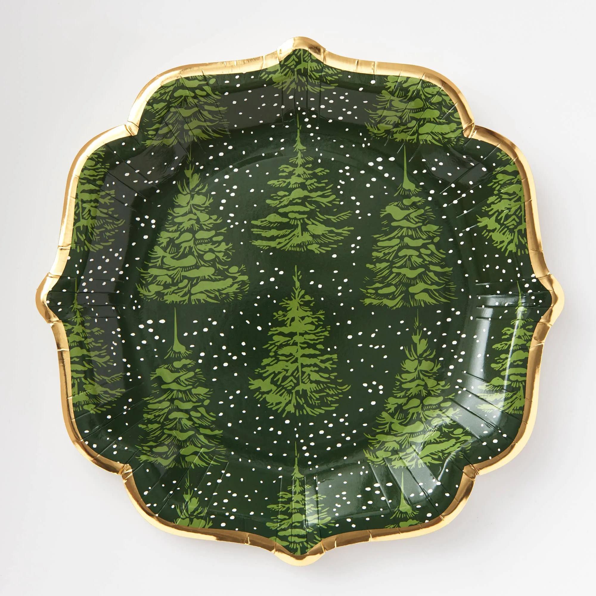 Elegant Green Christmas Tree Paper Plates