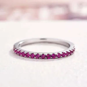 Elegant Half Eternity Fuchsia Wedding Band