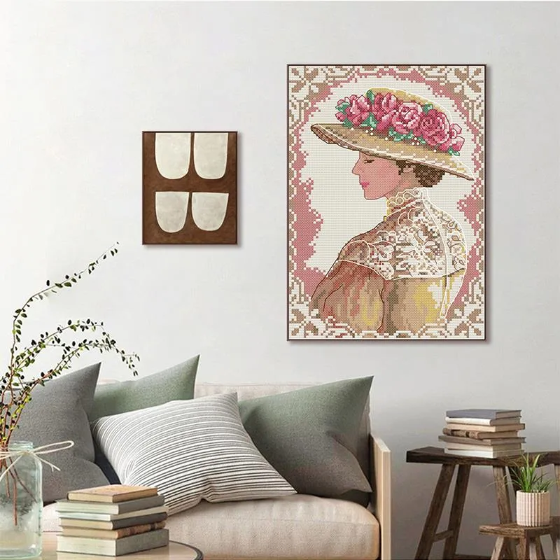 Elegant Lady DIY Character Pattern Cross Stitch Kit Counted