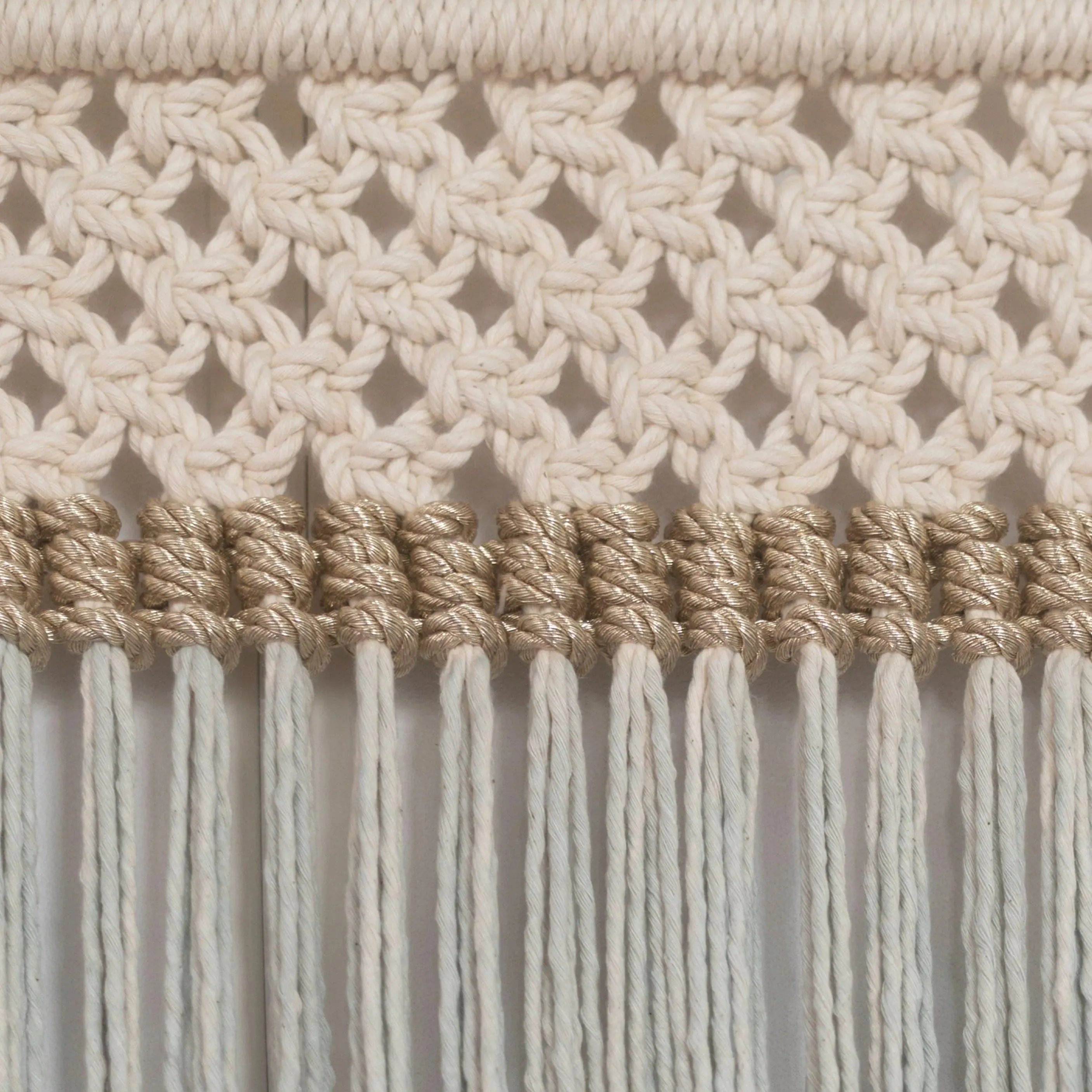 Elegant Macrame Wall Hanging with golden details - ATHENA