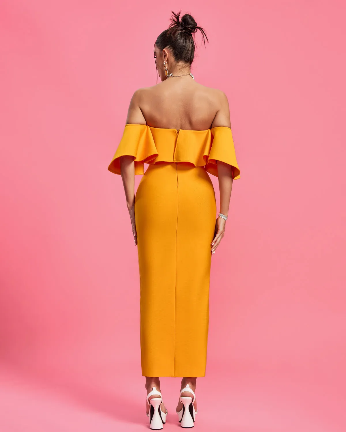 Elegant Off Shoulder Slit Bandage Dress