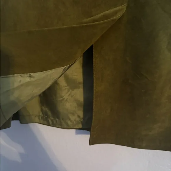 Elegant Olive Green Suede Skirt
