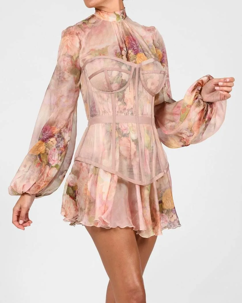 Elegant patchwork long sleeve dresses