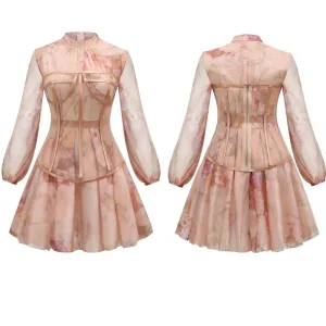 Elegant patchwork long sleeve dresses