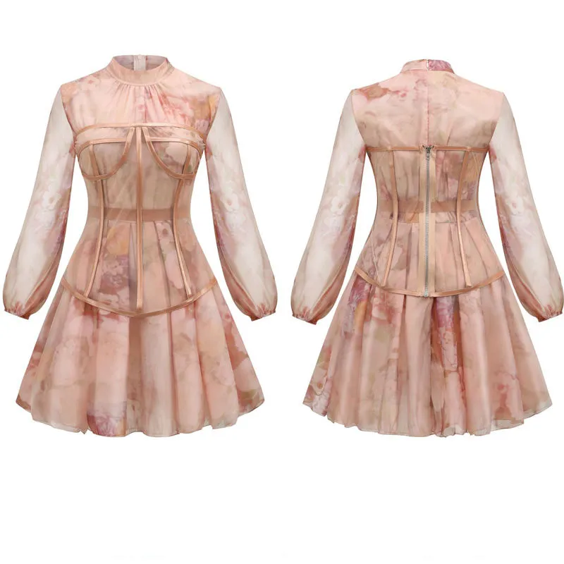 Elegant patchwork long sleeve dresses