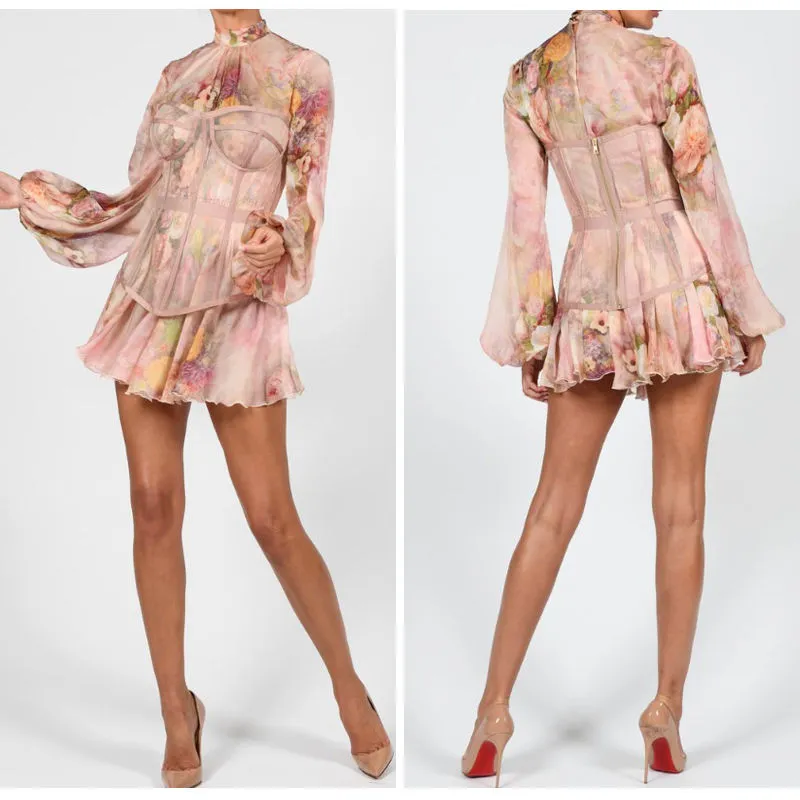 Elegant patchwork long sleeve dresses