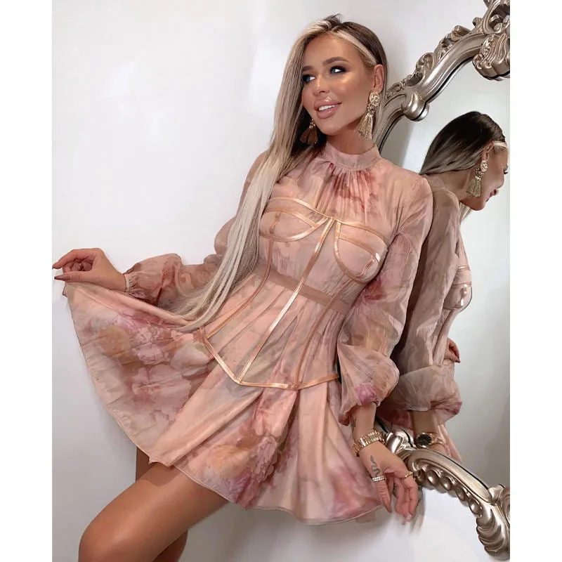 Elegant patchwork long sleeve dresses