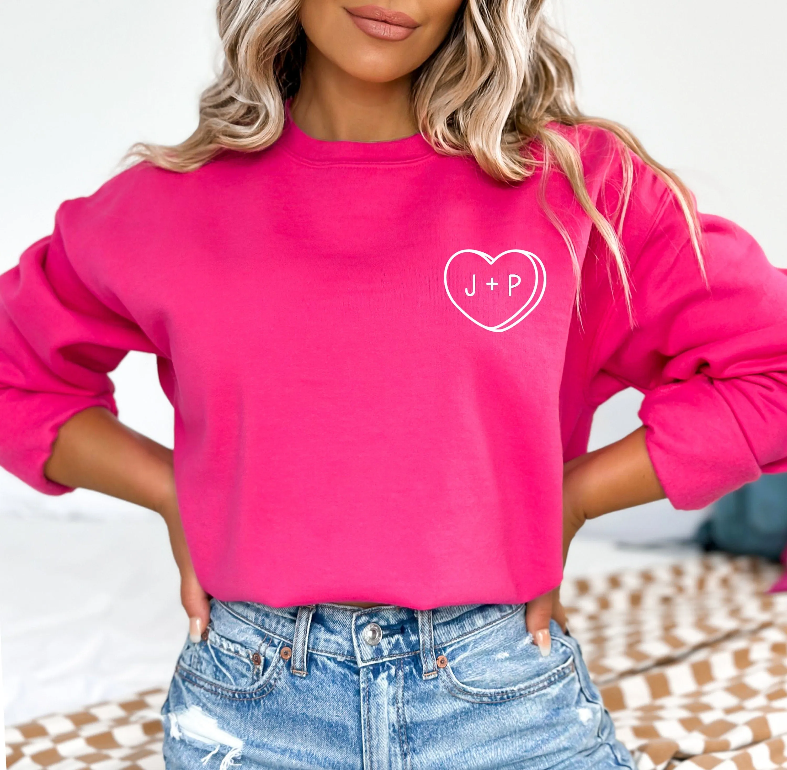 Embroidered Valentine’s Day Gift His & Hers Initials Sweatshirt