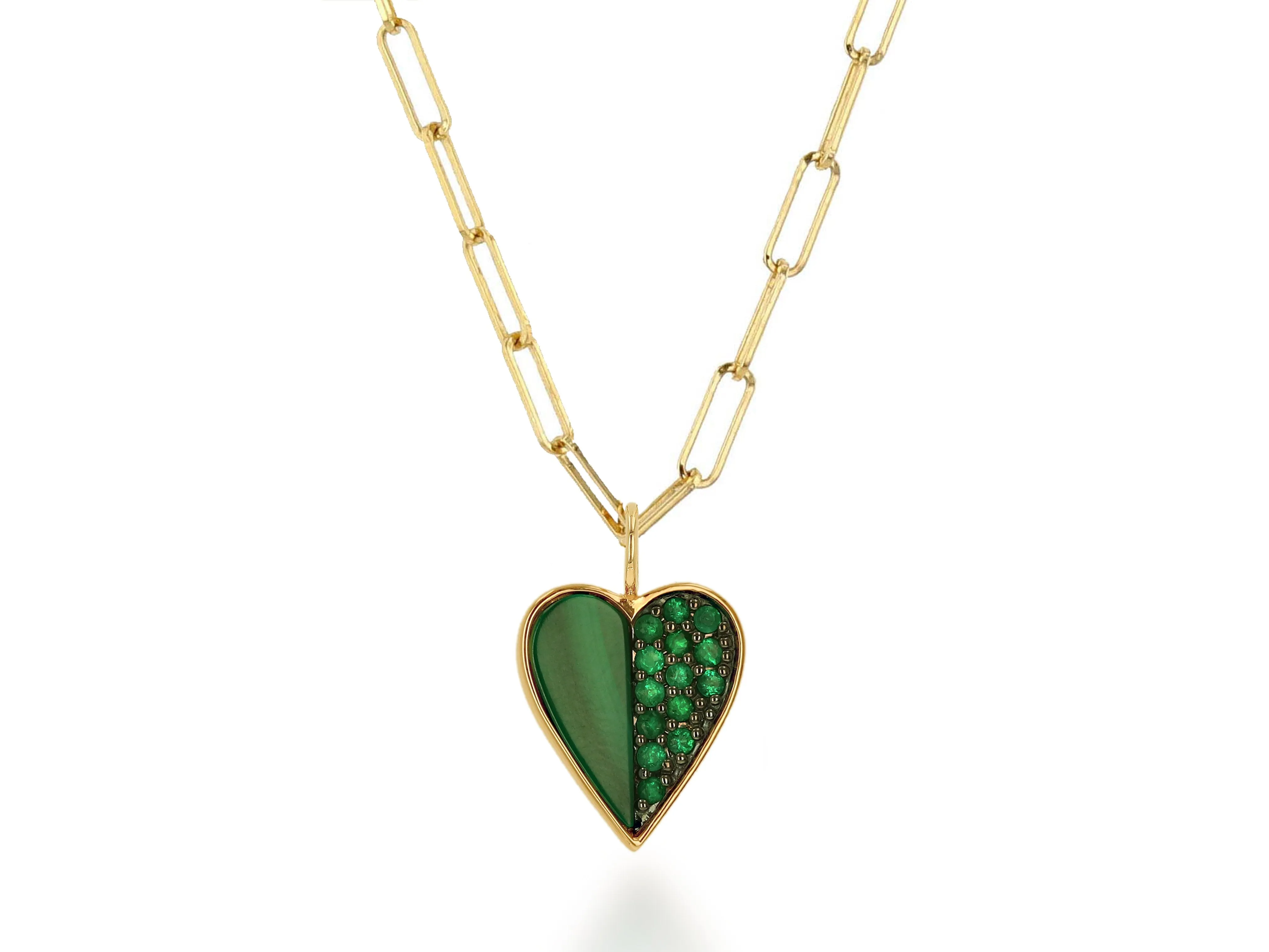 Emerald And Malachite Heart Charm