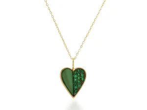 Emerald And Malachite Heart Charm