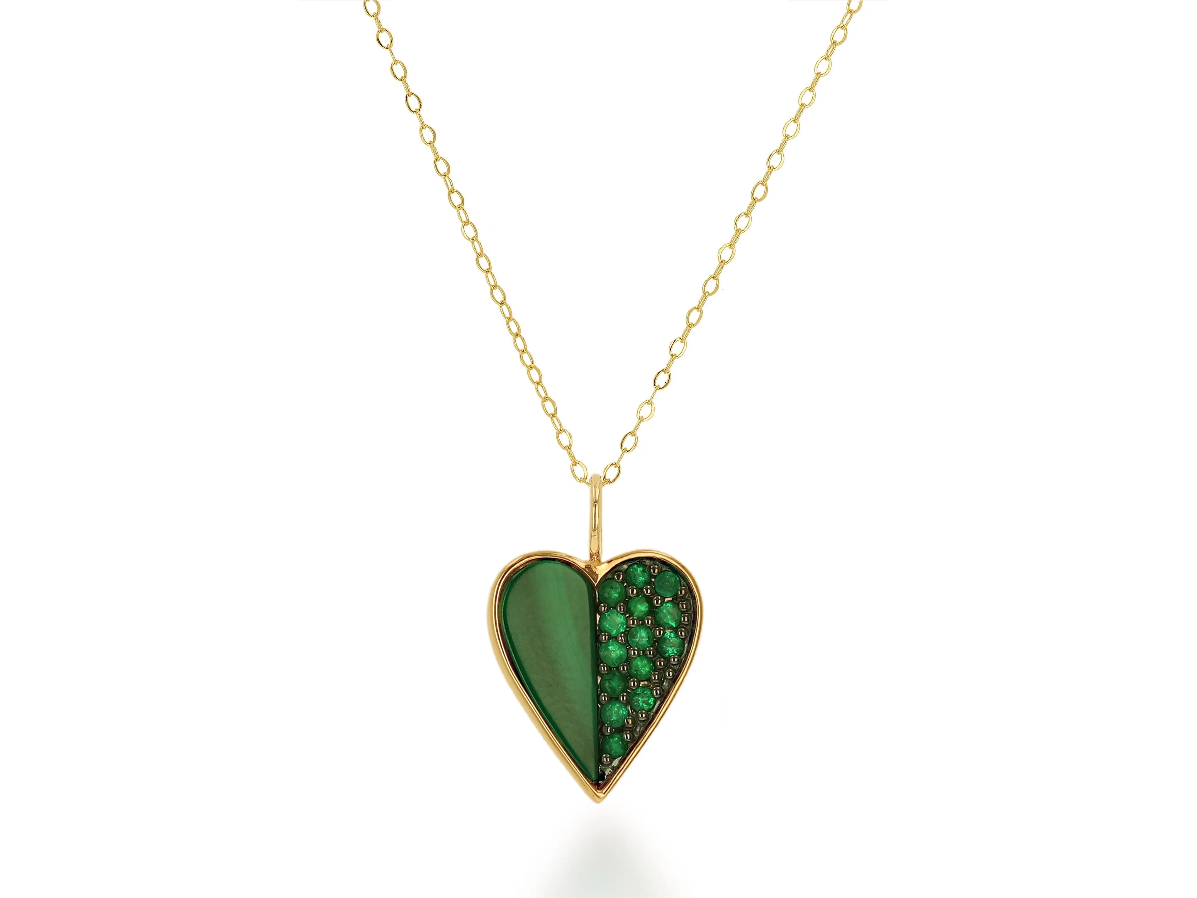 Emerald And Malachite Heart Charm