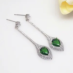 Emerald Designer Long Dangle Earrings