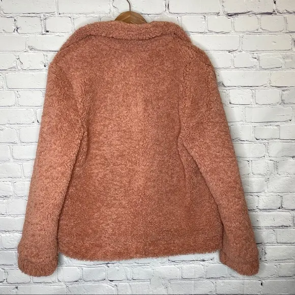 Endless Rose Cozy Sherpa Fleece Teddy Bear Bomber Jacket