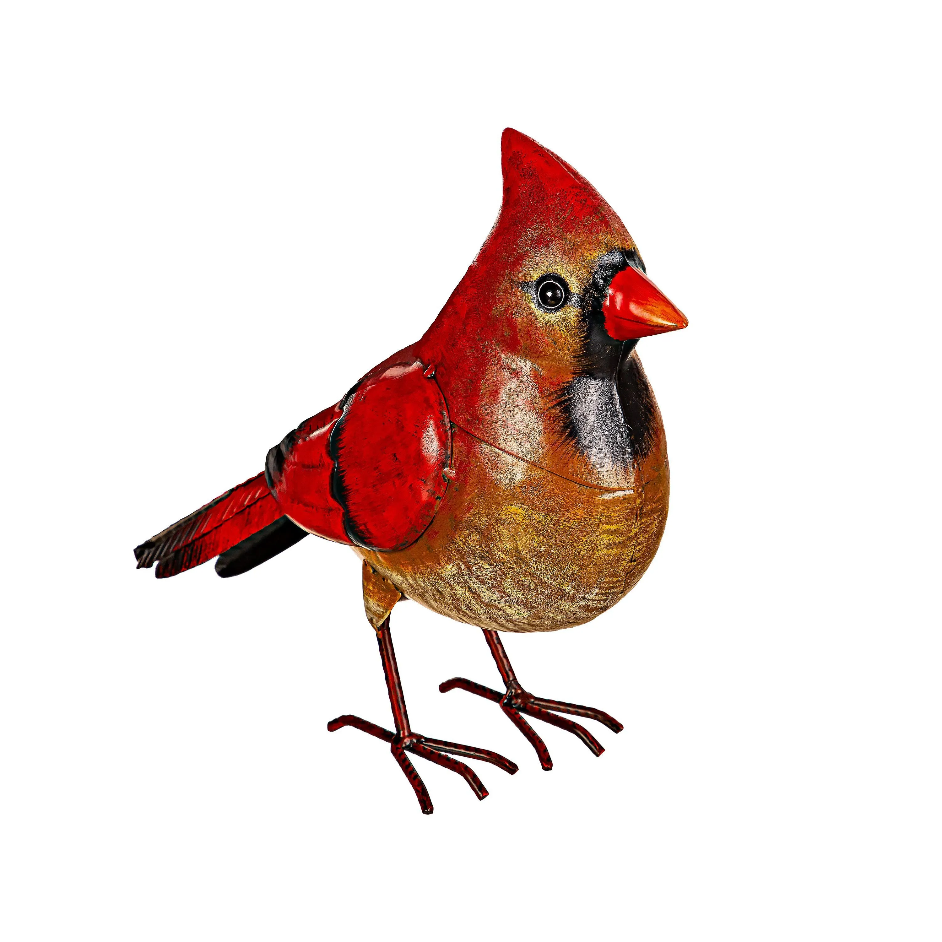 Evergreen Statuary,11"H Metal Cardinal Statuary,13.38x4.72x11.41 Inches
