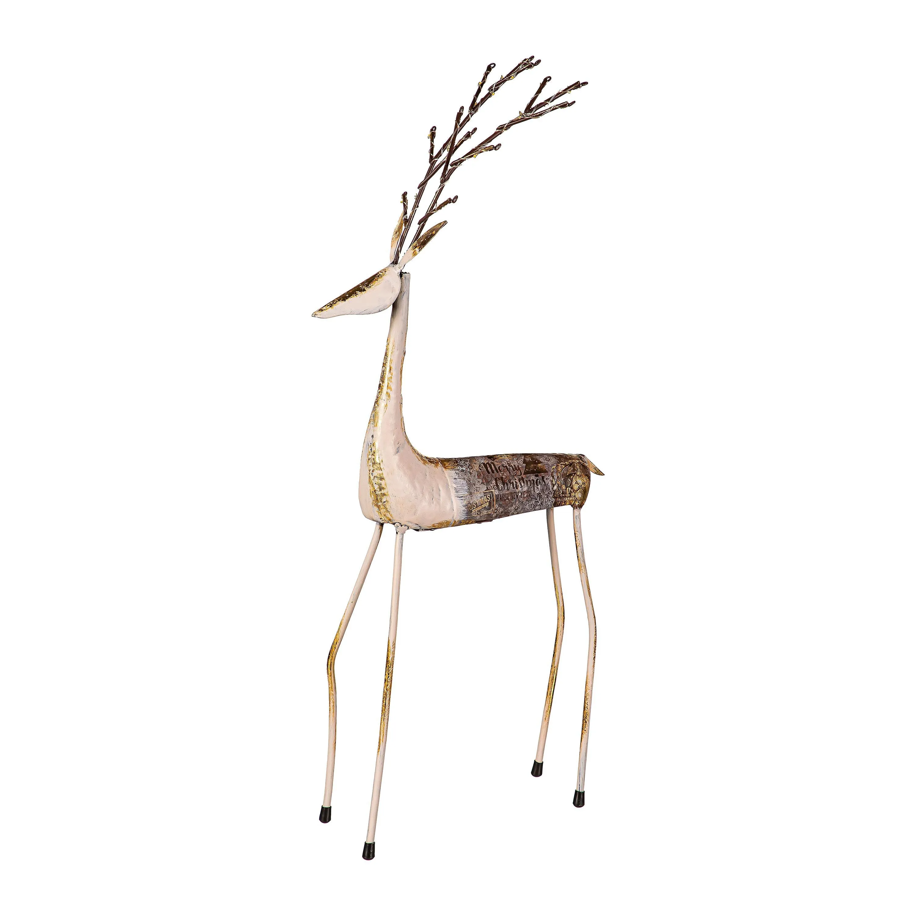 Evergreen Statuary,24"H LED Elegant Reindeer Statue, Grey,7.5x11x24 Inches