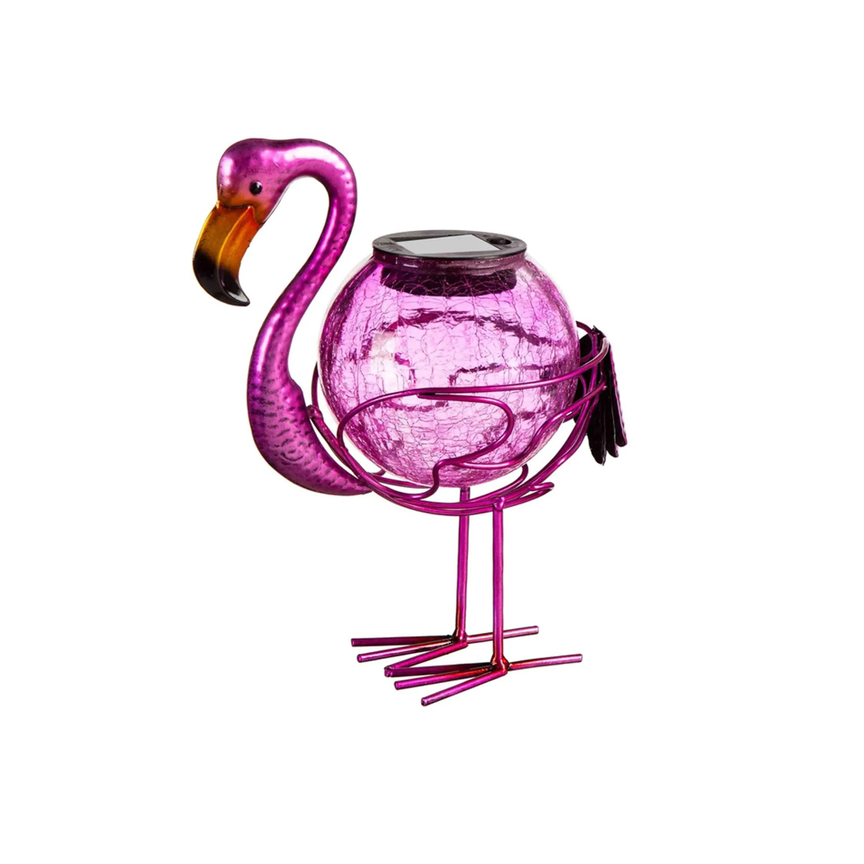 Evergreen Statuary,Solar Flamingo Statuary,5x10.5x6.5 Inches