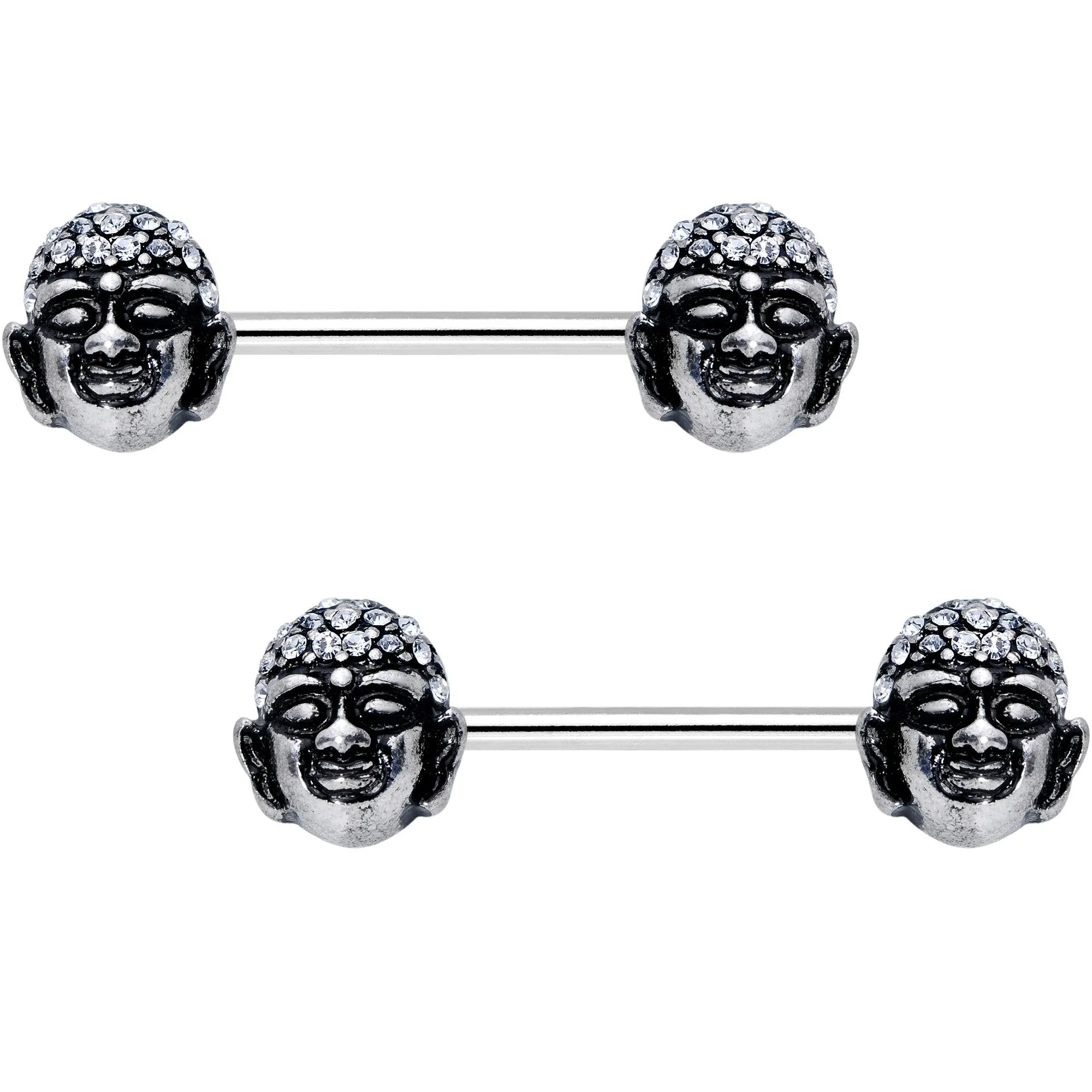Expanding Buddha Brain Barbell Nipple Ring Set