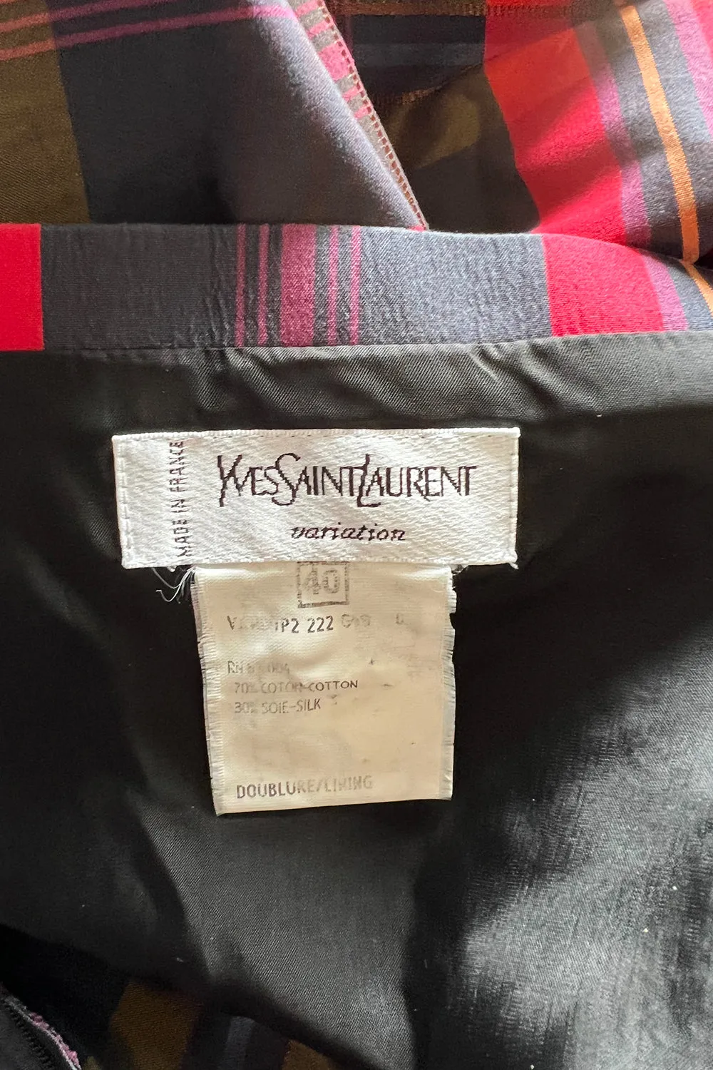 Fabulous 1980s Yves Saint Laurent Strapless Deep Red Plaid Silk & Cotton Dress