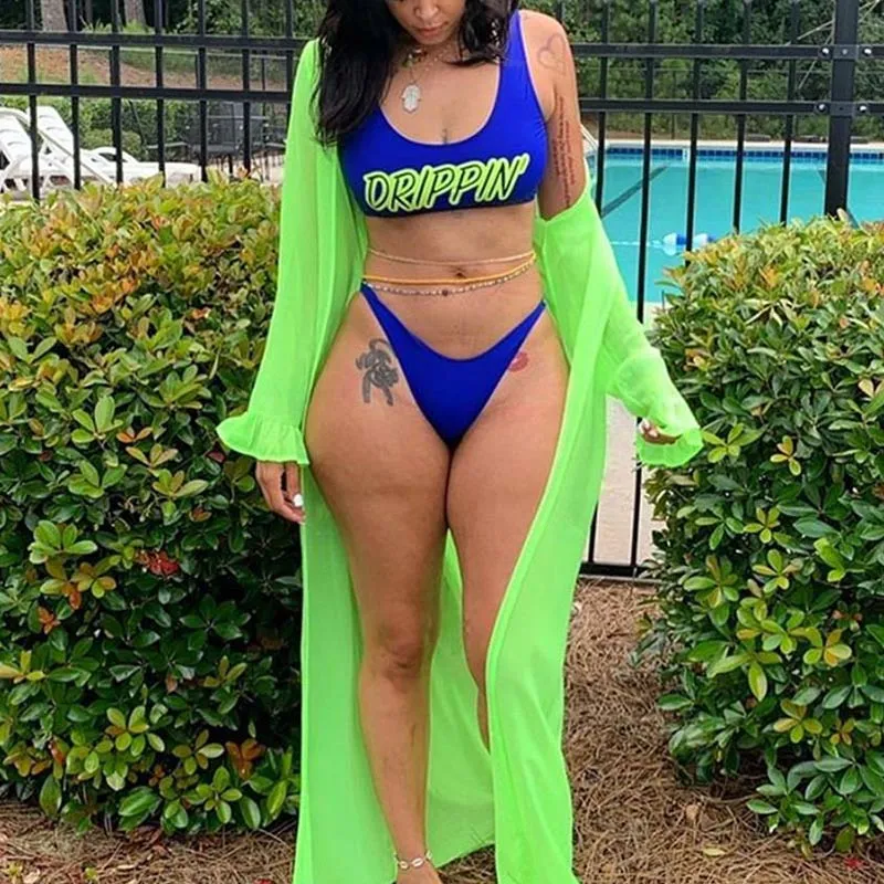 Fashion Bikini & Cover Up Set 3 PCS Swimwear