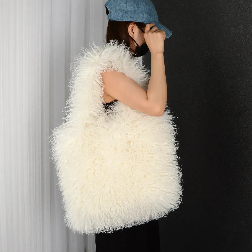 Faux Fur Wool Plush Portable Shoulder Totes