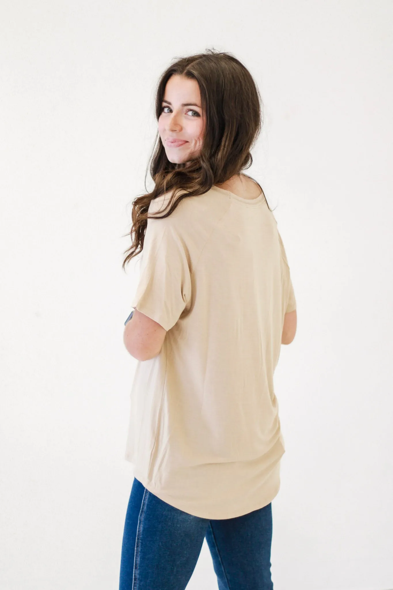 Feeling Dreamy Basic Top in Taupe