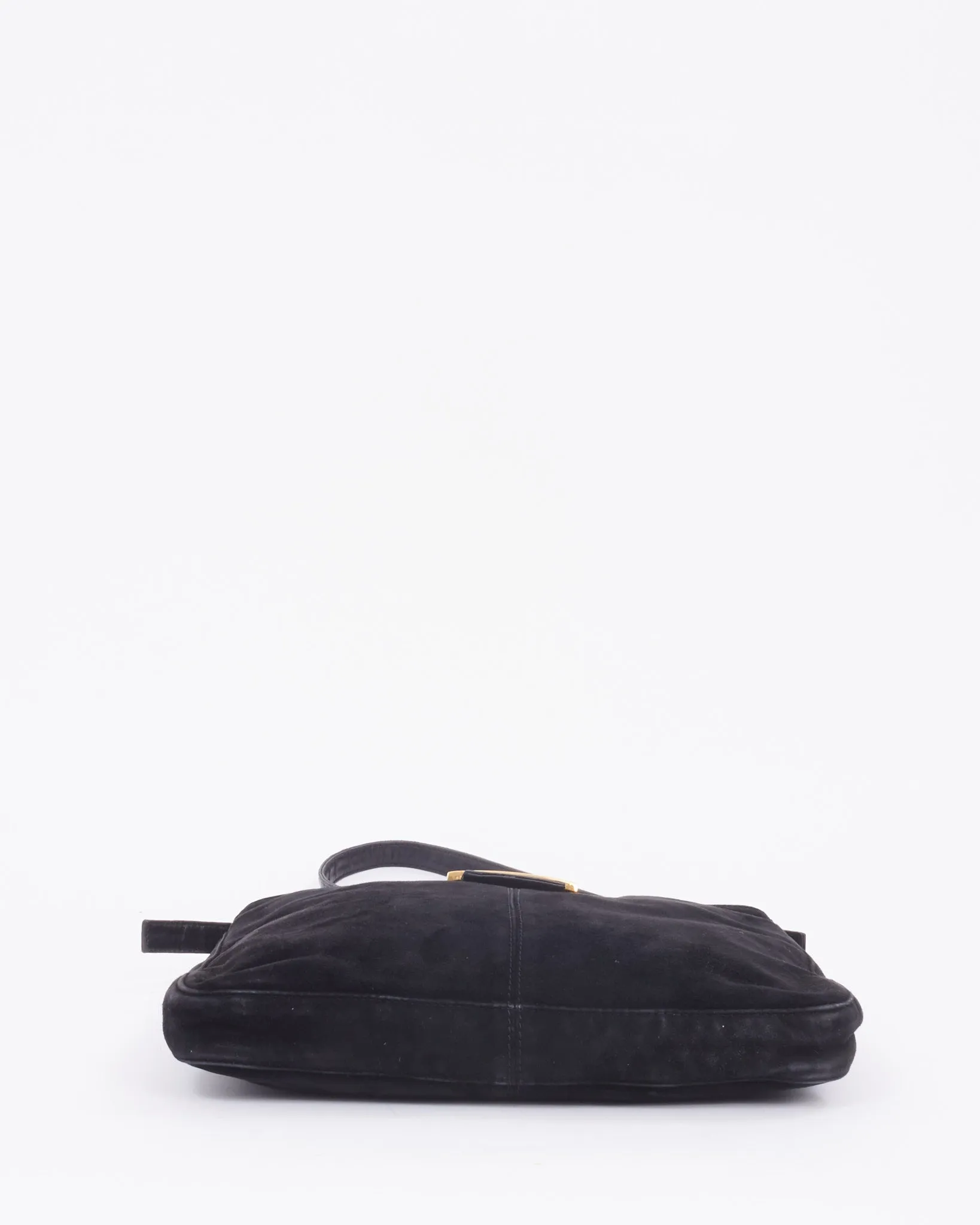 Fendi Black Suede Red Glitter Logo Mamma Shoulder Bag