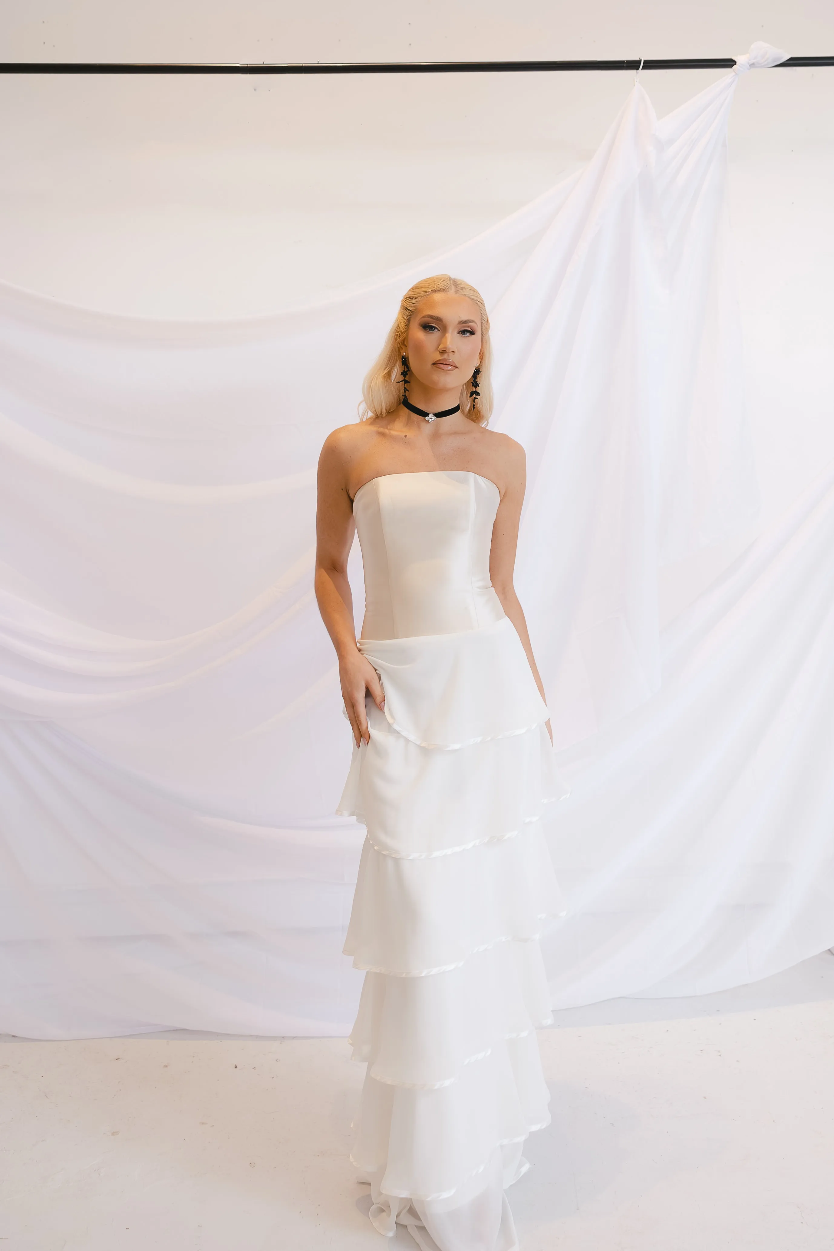 Fleur gold ruffle dress