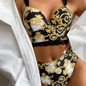 Floral Print 2 Pcs Bikini Swimsuit Beachwear