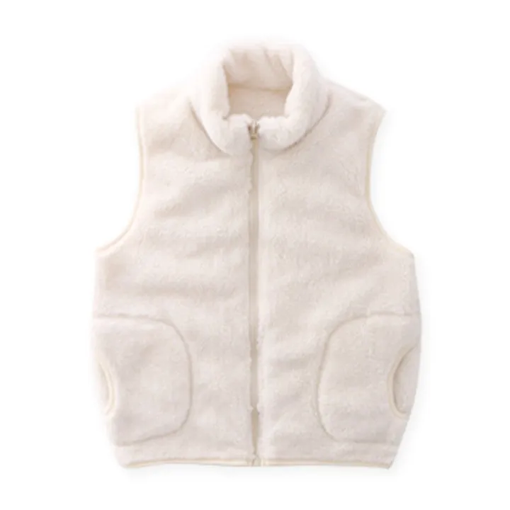 Fluffy Gilet Body Warmer - White/Cream