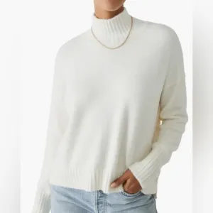 Free People Women's Mock Neck Long Sleeve Super Soft Sweater Size XS Ivory