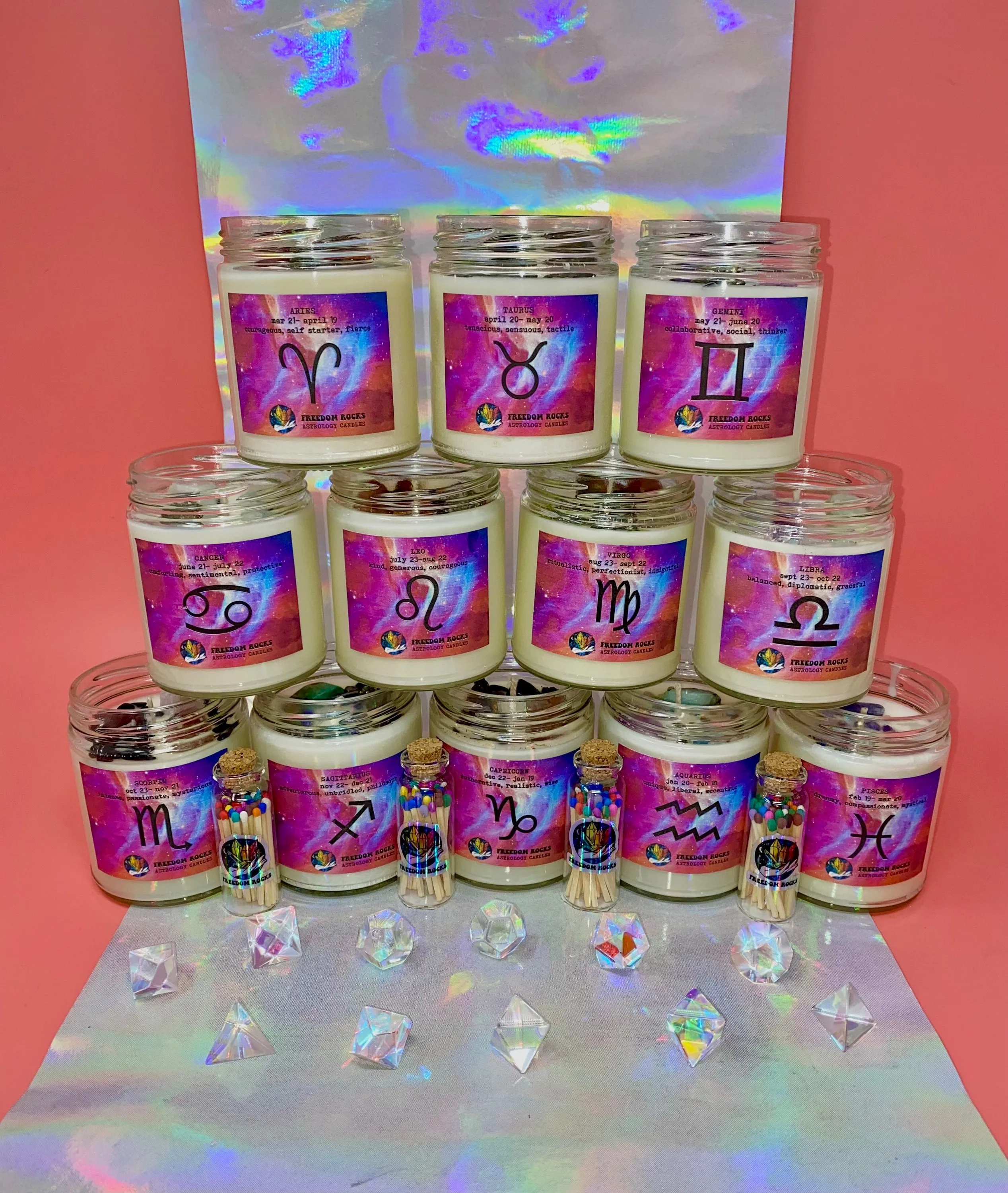 Freedom Rocks Crystal Zodiac Candles