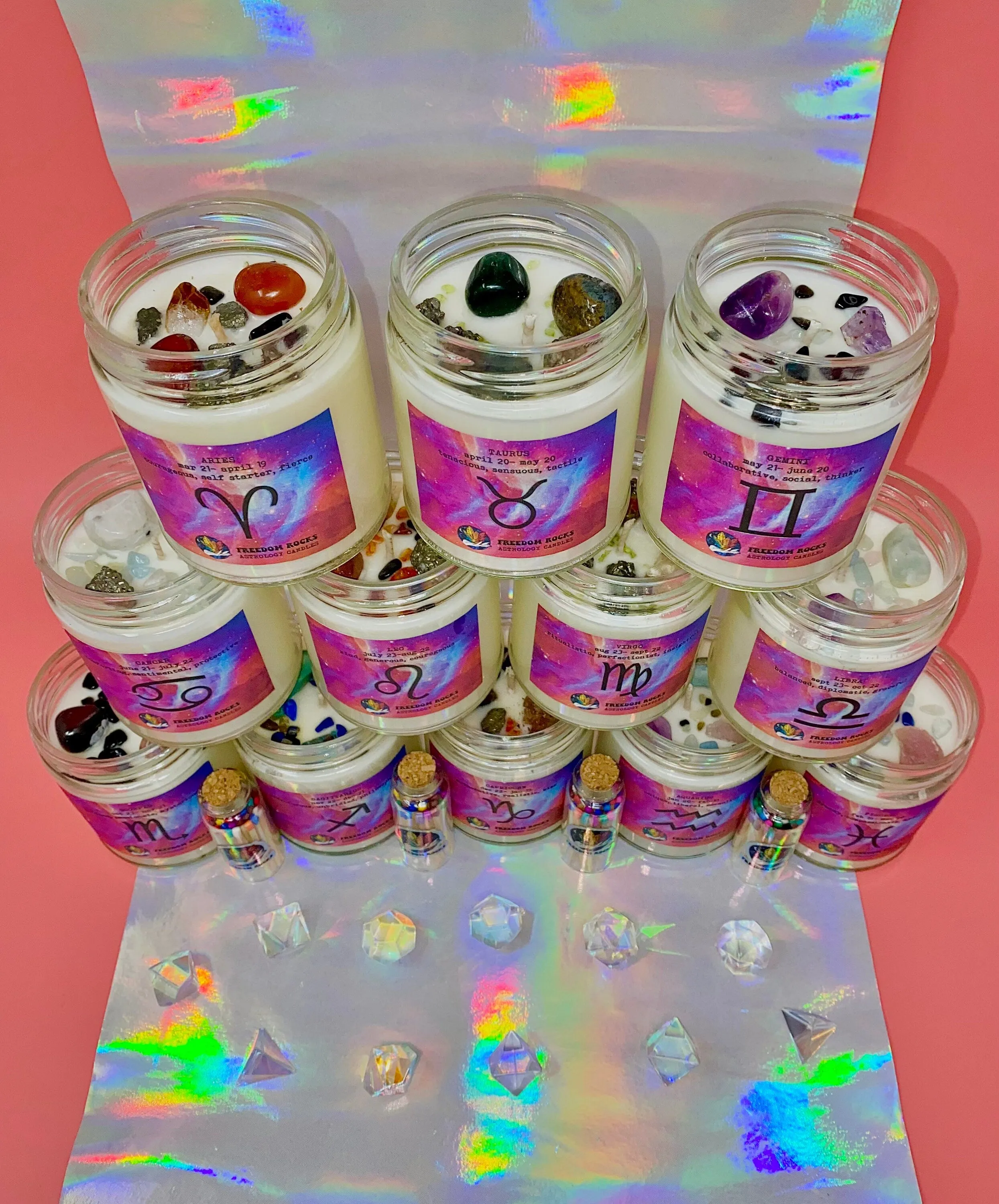 Freedom Rocks Crystal Zodiac Candles