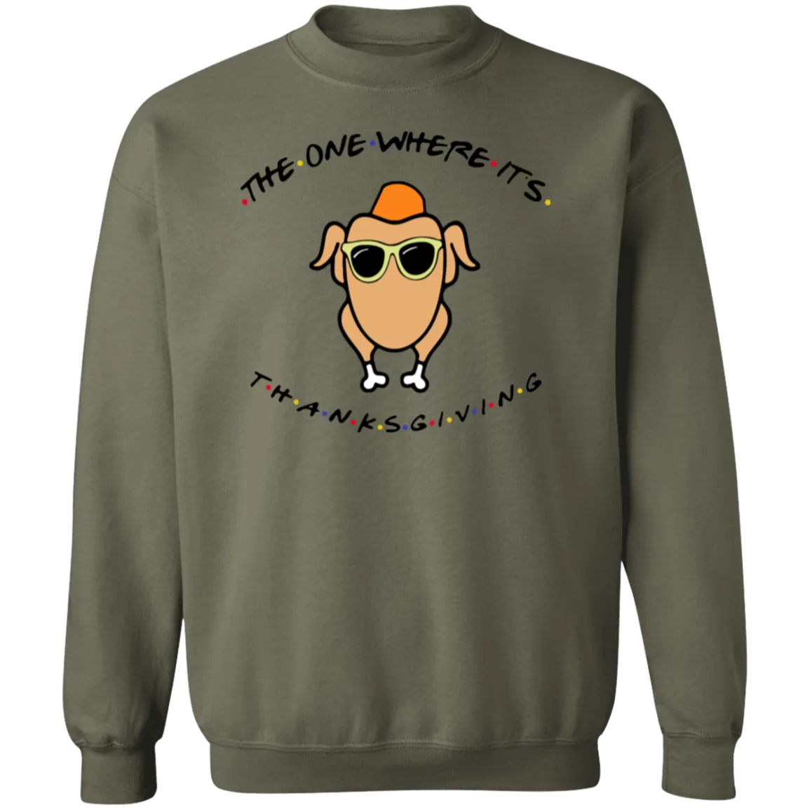 Friends The One Where It’s Thanksgiving Turkey Gildan Crewneck Pullover – Cozy Up with Nostalgic Thanksgiving Vibes!