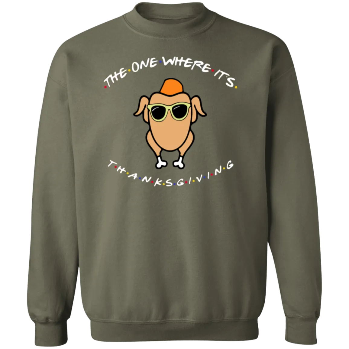 Friends The One Where It’s Thanksgiving Turkey Gildan Crewneck Pullover – Cozy Up with Nostalgic Thanksgiving Vibes!