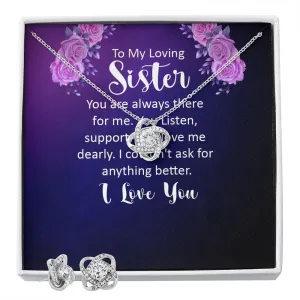 Gift For Sister - Gorgeous Love Knot Earring & Necklace Set