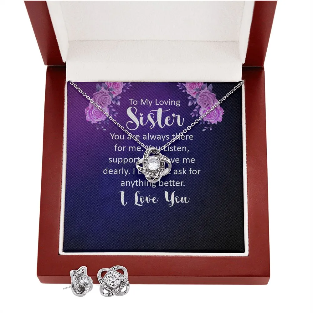 Gift For Sister - Gorgeous Love Knot Earring & Necklace Set