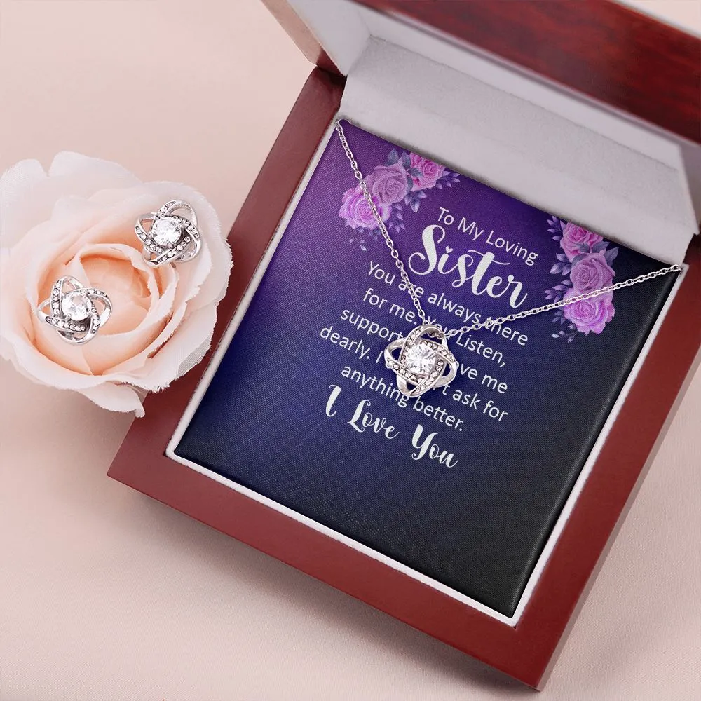 Gift For Sister - Gorgeous Love Knot Earring & Necklace Set