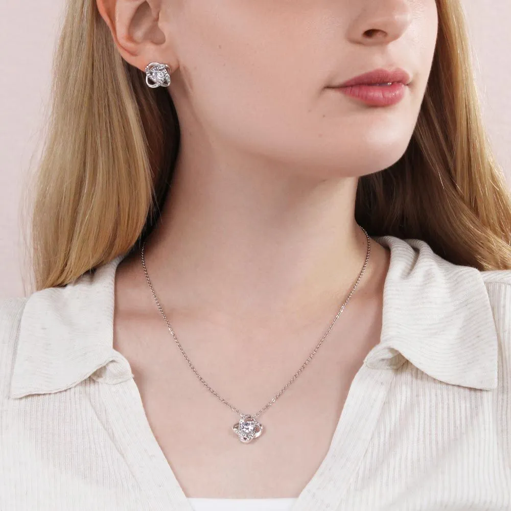 Gift For Sister - Gorgeous Love Knot Earring & Necklace Set