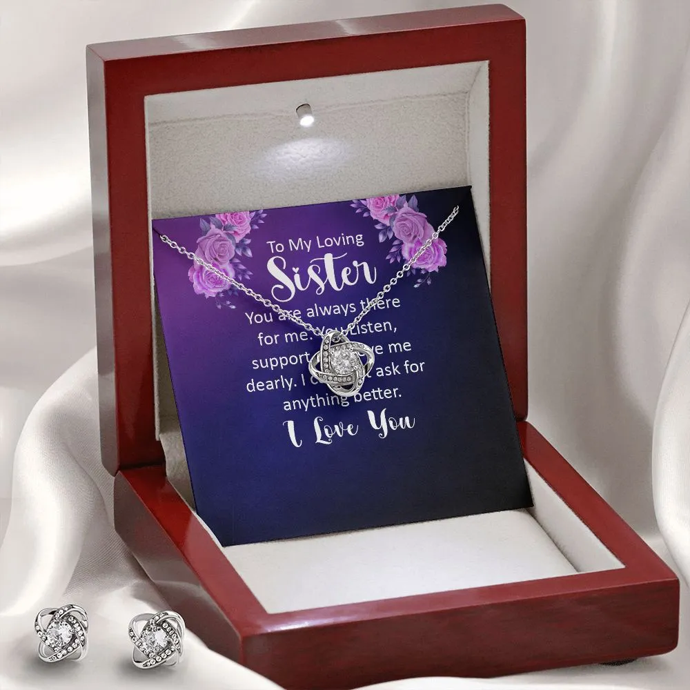 Gift For Sister - Gorgeous Love Knot Earring & Necklace Set