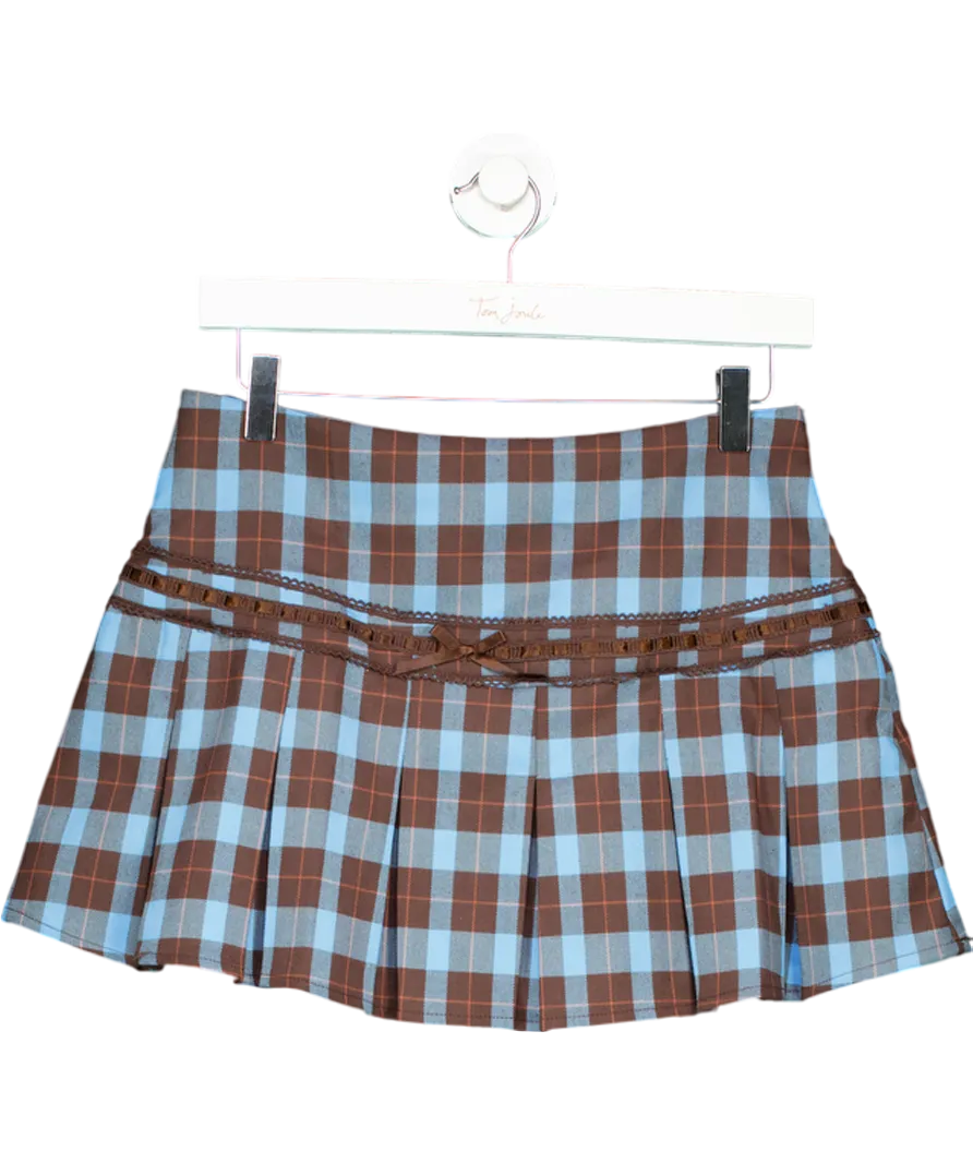 Glamorous Brown Check Mini Skirt UK 10