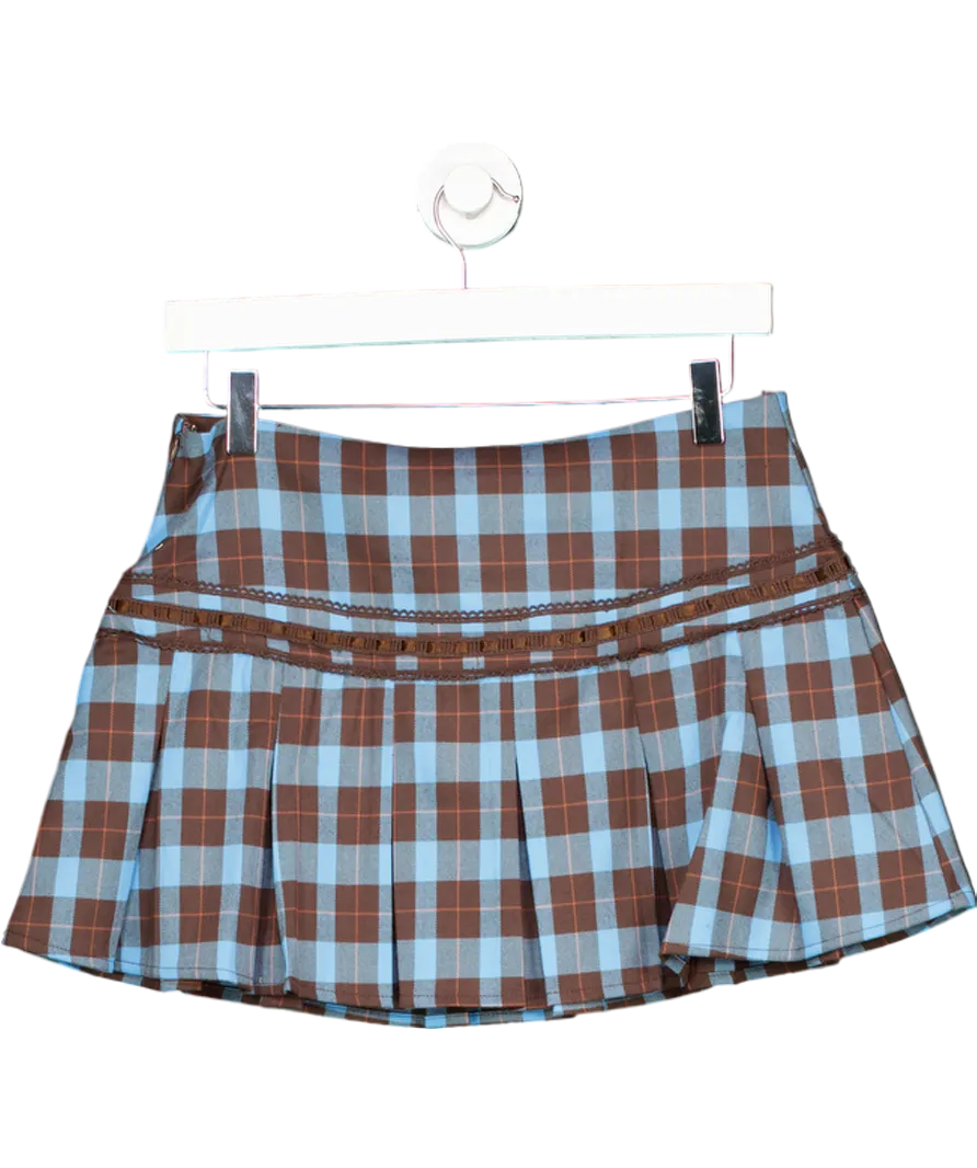 Glamorous Brown Check Mini Skirt UK 10
