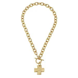 Gold Cross Toggle Necklace