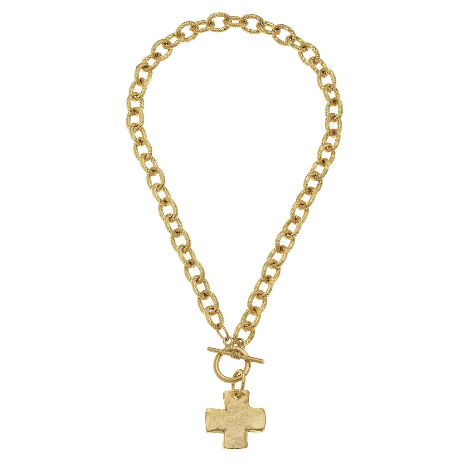 Gold Cross Toggle Necklace