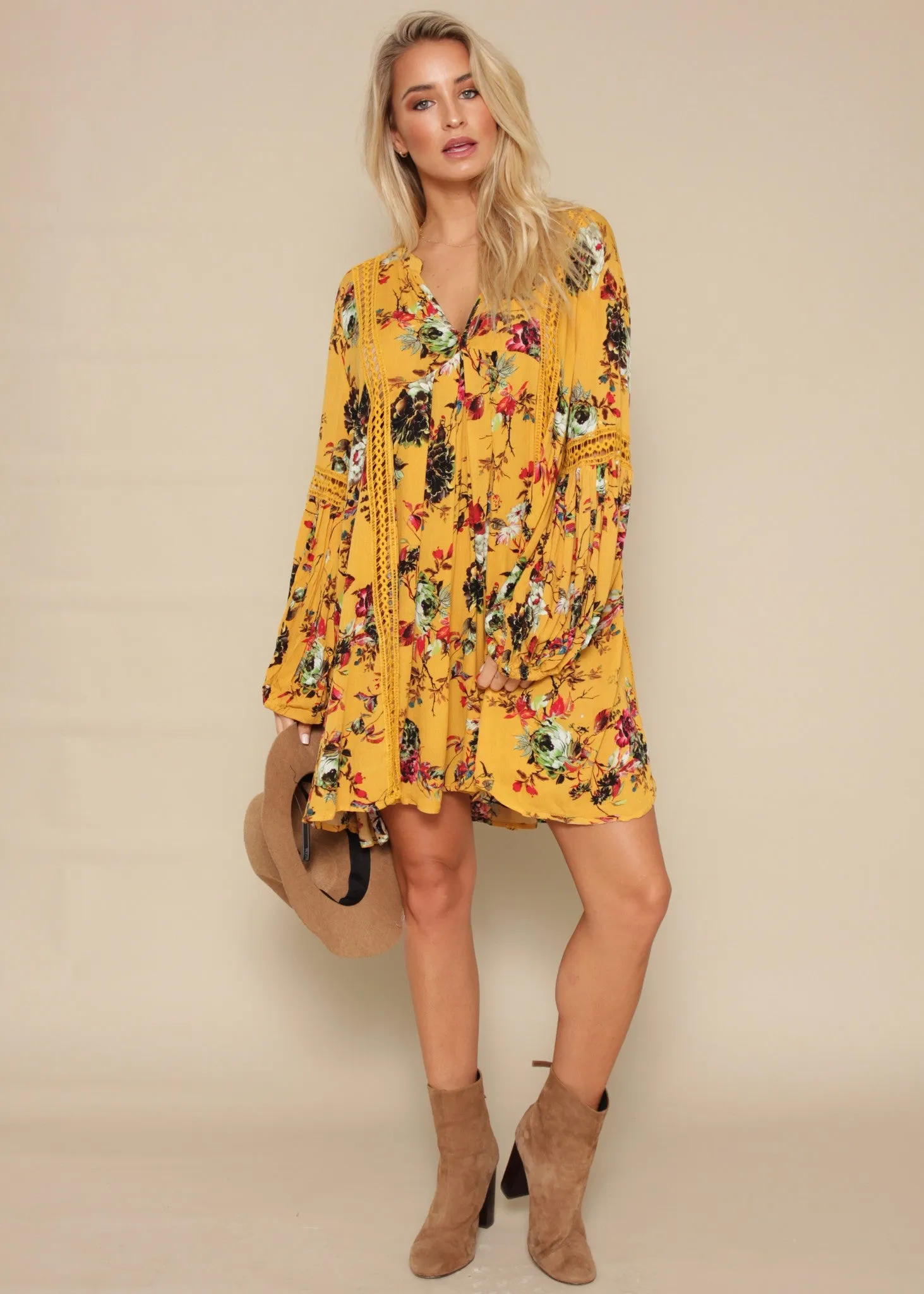 Golden Flare Sleeve Summer Maxi