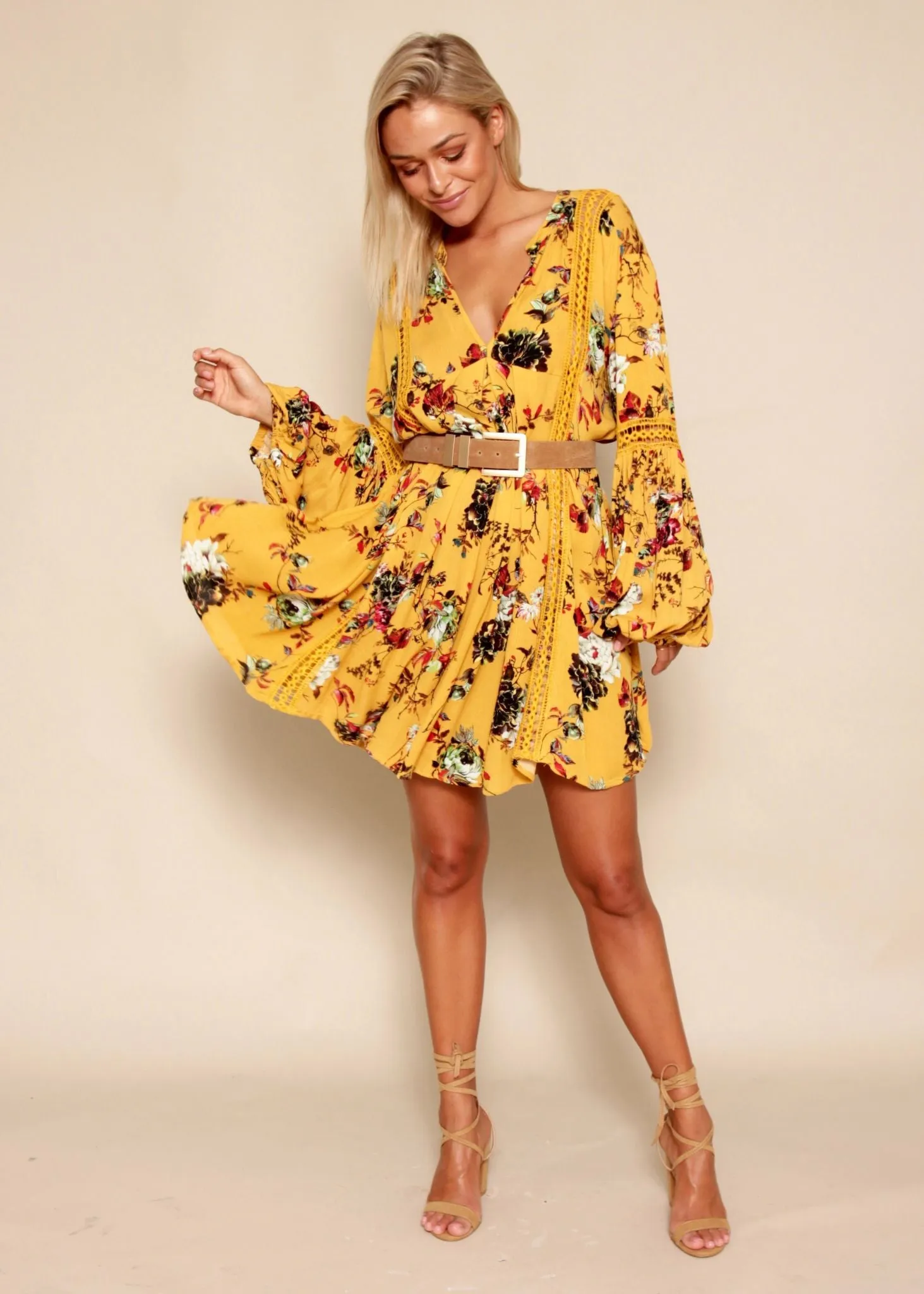 Golden Flare Sleeve Summer Maxi