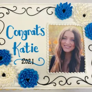 Graduation Edible Image Elegant Floral Sheet Cake